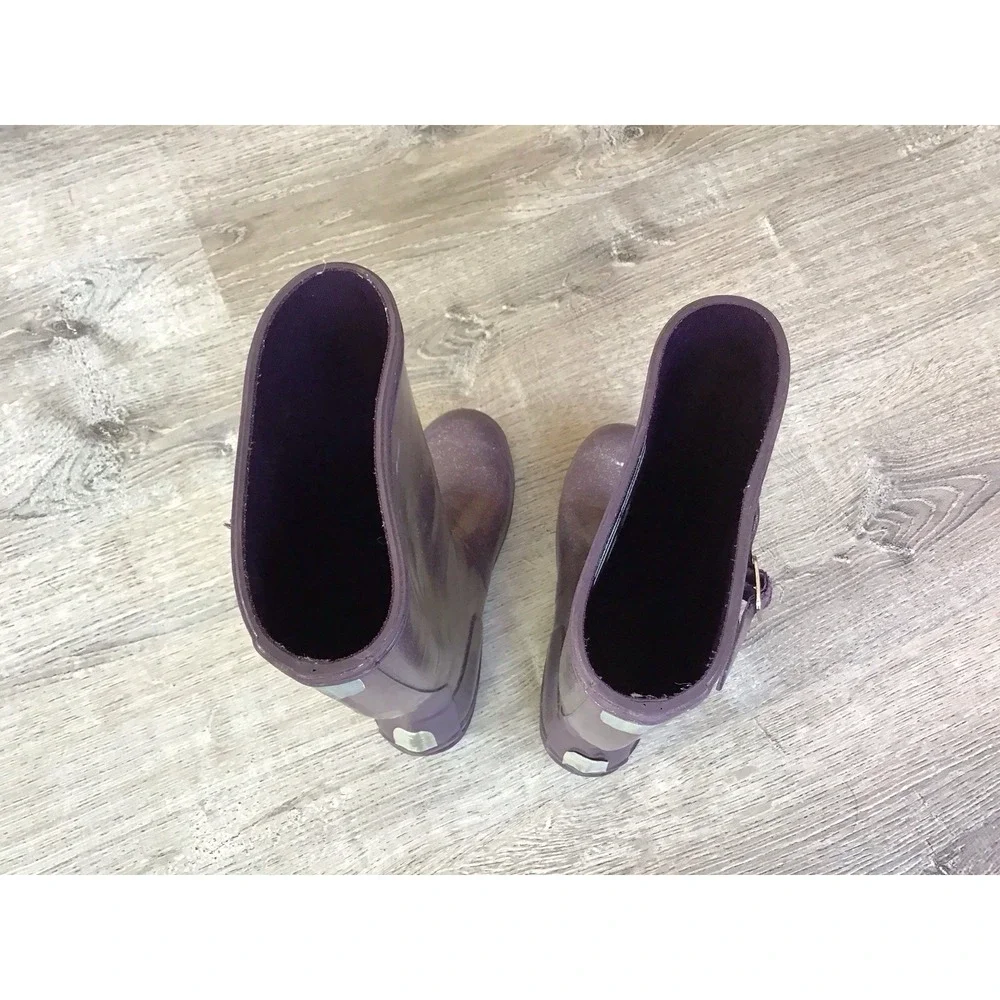 Hunter Rain Boots Girls size 6 Purple Glitter Wellington Waterproof Boots UK 4